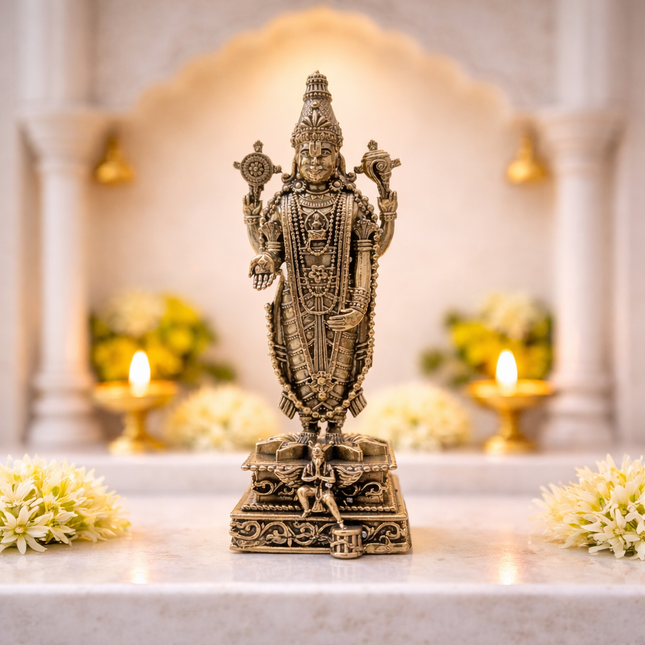 Brass Tirupati Balaji/Venkateshwar Standing Lightweight Statue (6 Inch)