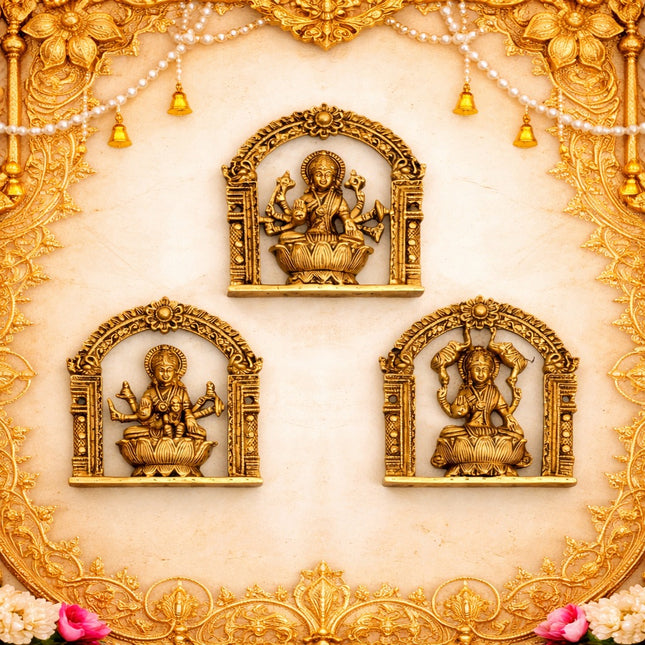 Brass Ashtalakshmi Wall Hanging Plates Set (5.5 Inch)