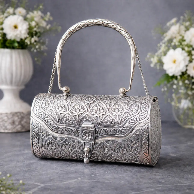 Brass Silver Plated Purse / Clutch bag (8.5 Inch)