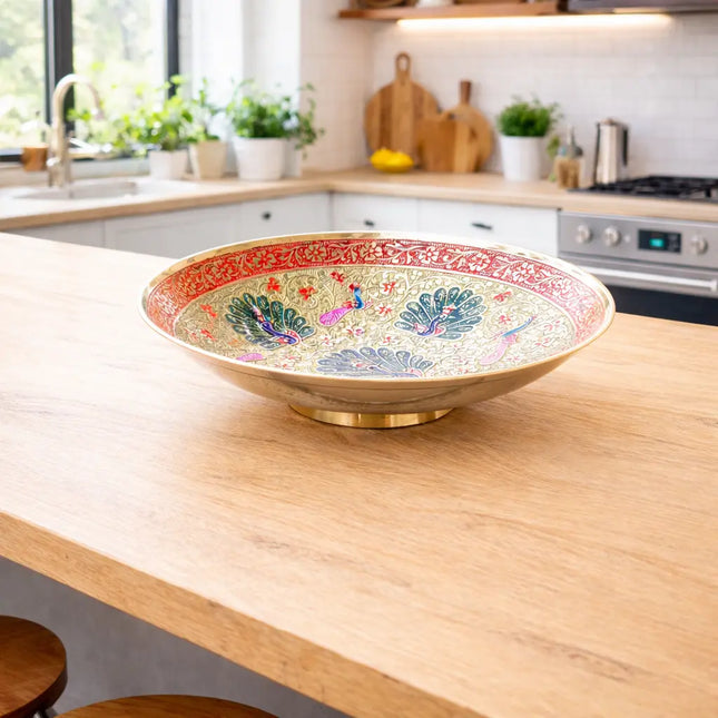 Brass Hand Painted Decorative Fruit Bowl (7.2 Inch)