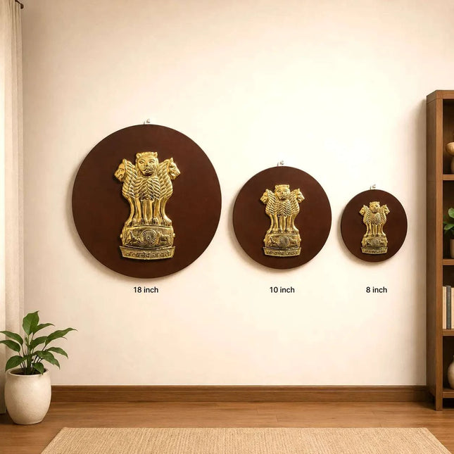 Brass Ashok Stambh With Wooden Base Wall Hanging