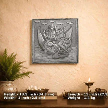 Brass Silver Plated Garuda Wall Hanging Plate (13.5 Inch)