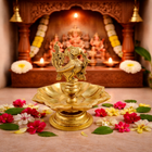 Brass Peacock Eight Petal Diya/Lamp (5.5 Inch)