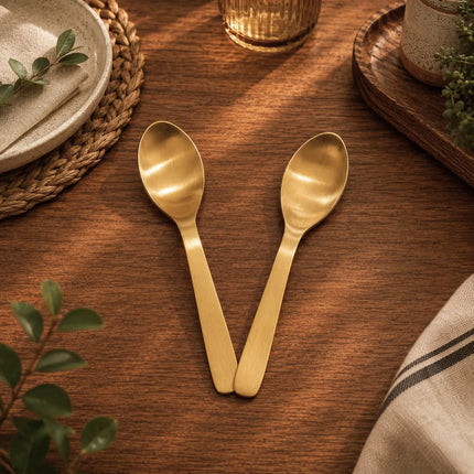 Brass Matt Fork & Spoon Set (7 Inch)