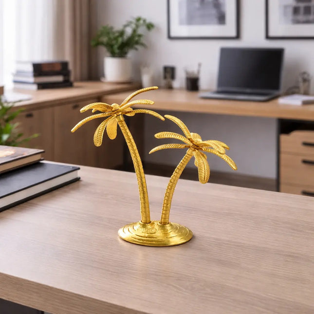 Brass Coconut Tree Decorative Showpiece (9.5 Inch)