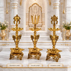 Brass Shankh Chakra And Namah Lamp Set (21 Inch)