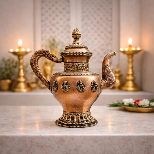 Copper Traditional Ashtalakshmi Kettle Pot (14.5 Inch)