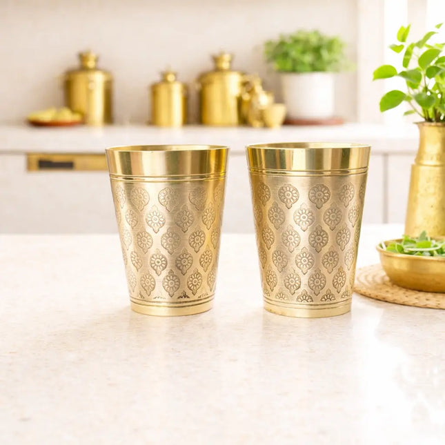Brass Handcrafted Glass Pair (4 Inch)