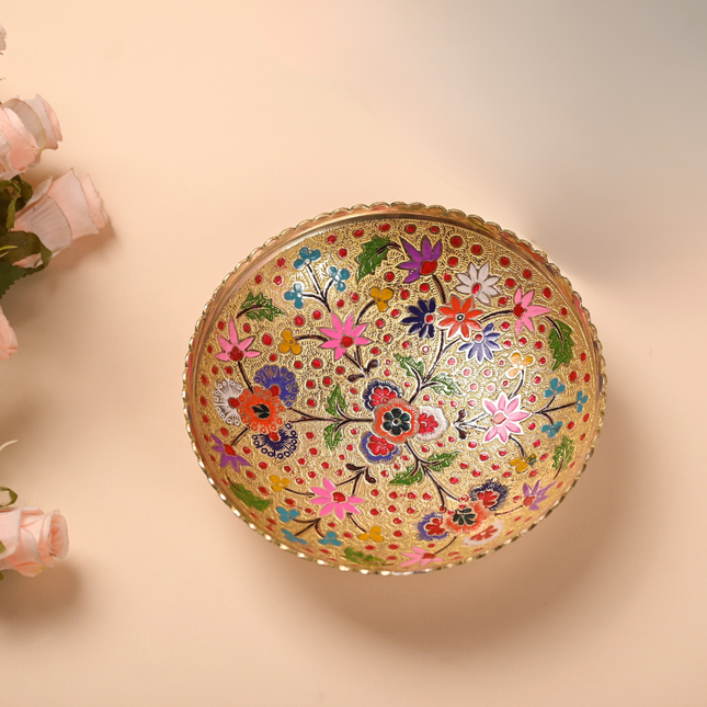 Brass Hand Painted Decorative Fruit Bowl