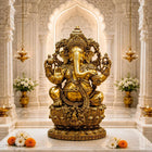 Brass Lord Ganesha Sitting Idol (24 Inch)