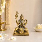 Brass Lightweight Sitting Ardhanarishwara Idol With Shivling (3.5 Inch)