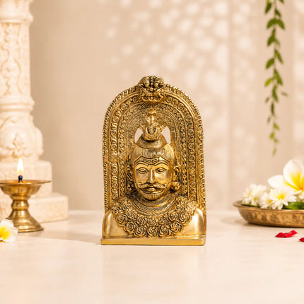 Brass Shiva Head Idol With Kirtimukha (8.5 Inch)