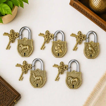 Brass Door Lock With Two Brass Keys (4.5 Inch)