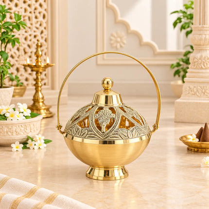 Brass Dhoop Dani & Incense Holder (5 Inch)