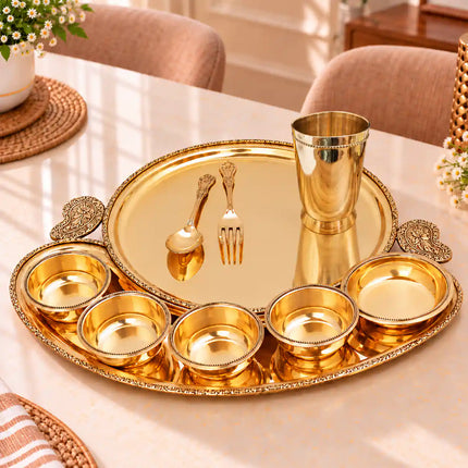 Brass Maharaja Thali/Dinner Set (2.5 kg)