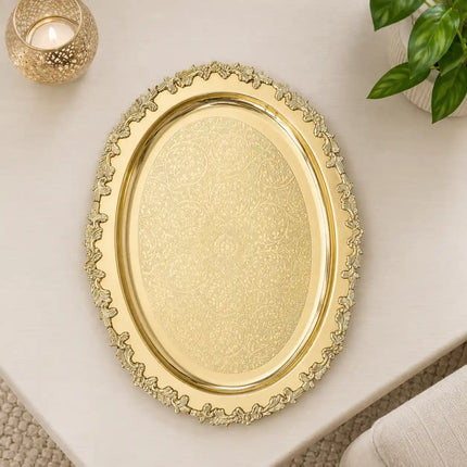 Brass Handcrafted Oval Tray / Platter