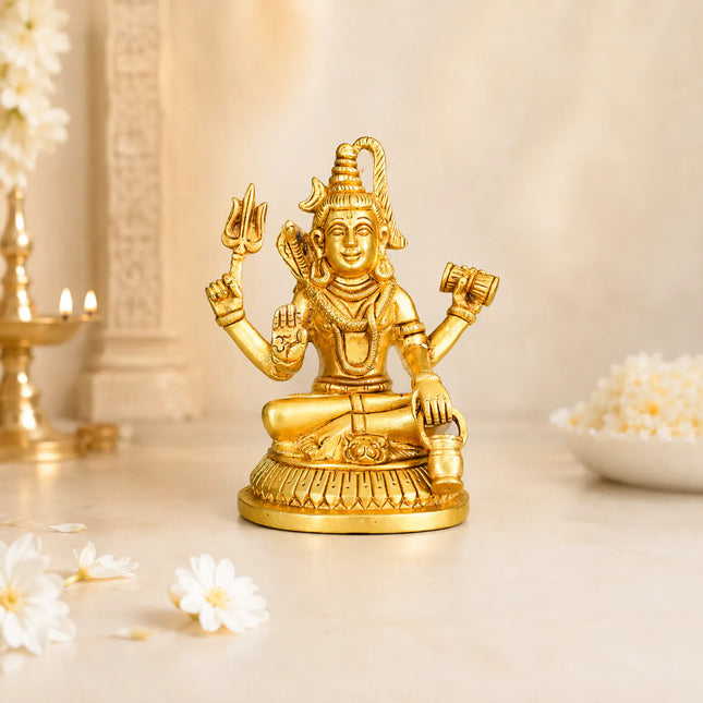Brass Sitting Lord Shiva Idol (5 Inch)