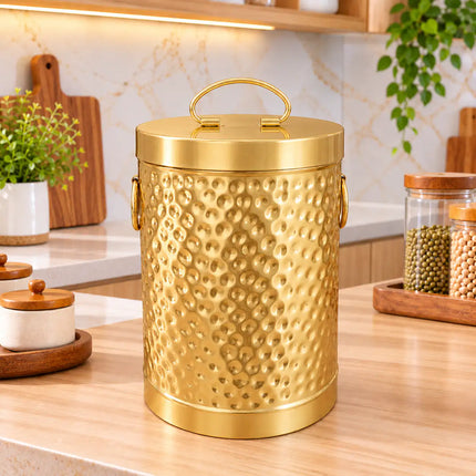 Brass Hammered Storage Container With Lid