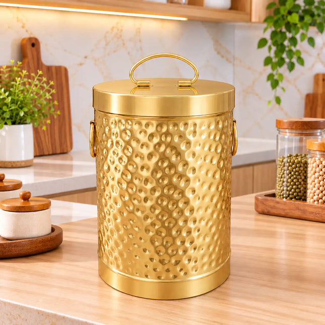 Brass Hammered Storage Container With Lid
