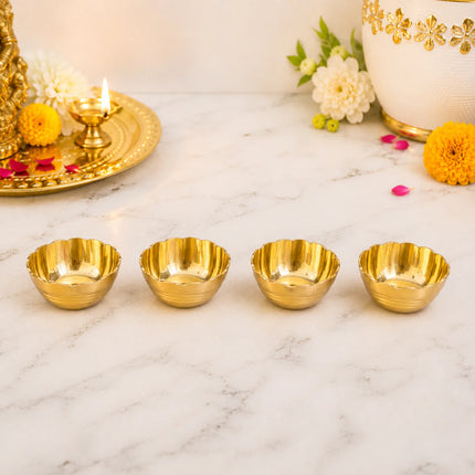 Brass Embossed Design Prasad Bowl Set (1 Inch)