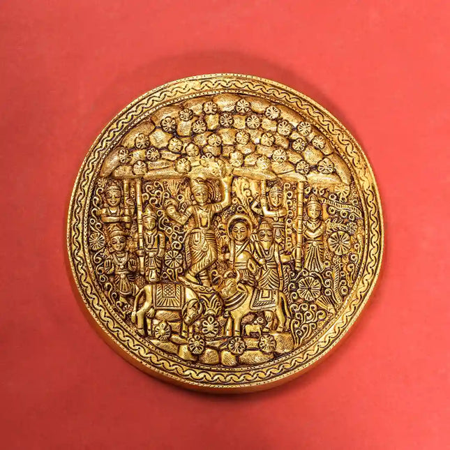 Brass Goverdhan Plate Wall Hanging (8 Inch)