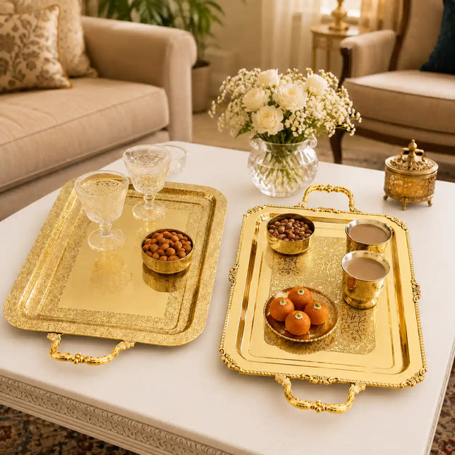 Brass Rectangular Tray / Platter With Handle