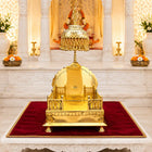 Handcrafted Brass Singhasan with Dome for Laddu Gopal