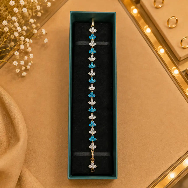 Geometric Tennis Bracelet for Women | Split Leaf & Oval CZ Design