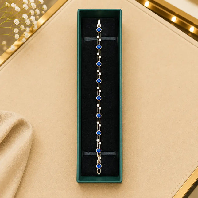 Tennis Bracelet Gold-Tone Clasp With Box