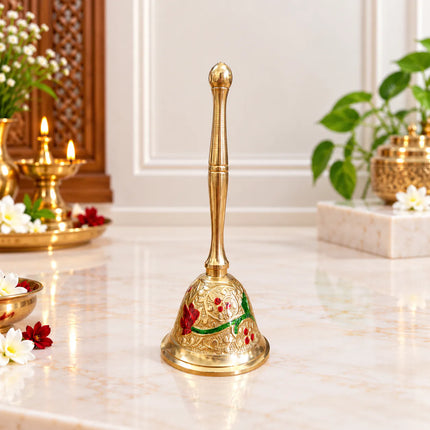Brass Hand Painted Meenakari Handbell (5.5 inch)