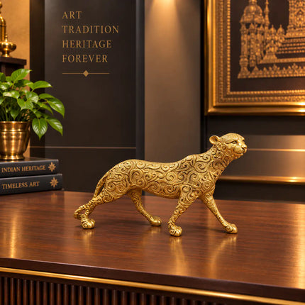 Brass Leopard / Tiger Statue (8.5 Inch)