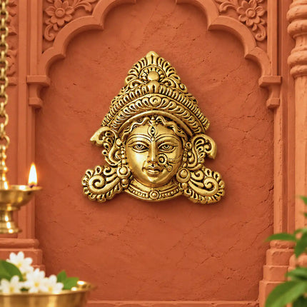 Brass Durga Face Wall Hanging (5.5 Inch)