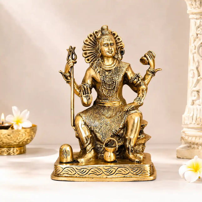 Brass Sitting Lord Shiva Statue (8.5 Inch)