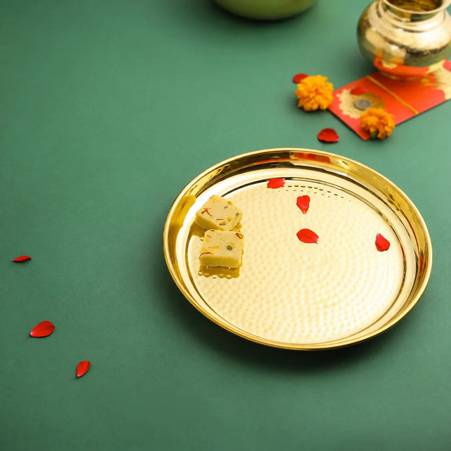 Brass Hammered Thali (11 Inch)