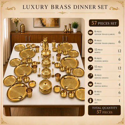 Brass Luxury/Premium Dinner Serving 57-Piece Set