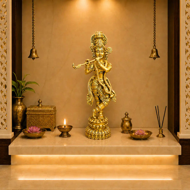 Brass Standing Krishna Idol (20 Inch)