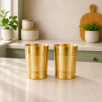 Brass Handcrafted Glass Pair