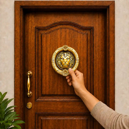 Brass Lion Face Door Knocker