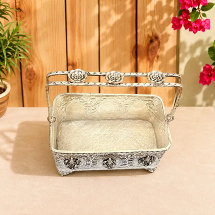 Brass Ashtalakshmi Basket With Handle And Leg (4 Inch)