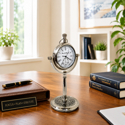 Brass Table Clock With Compass (5.5 Inch)