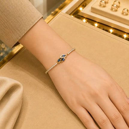 Leaf & Vine Tennis Bracelet for Women | CZ Stones, Gold-Tone Clasp