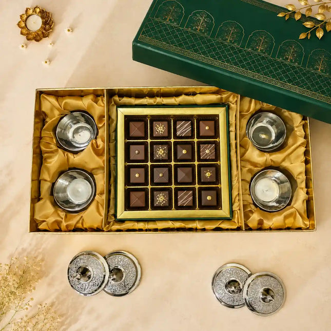 Brass Silver Plated Twin Bowl Set Gift Hamper