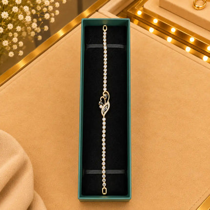 Leaf & Vine Tennis Bracelet for Women | CZ Stones, Gold-Tone Clasp