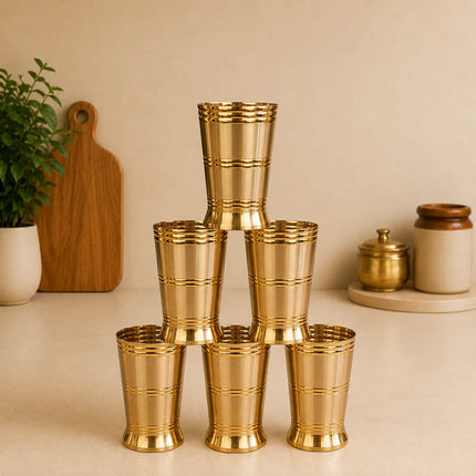 Brass Hand Carved Glass Pair
