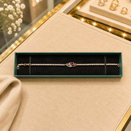 Leaf & Vine Tennis Bracelet for Women | CZ Stones, Gold-Tone Clasp