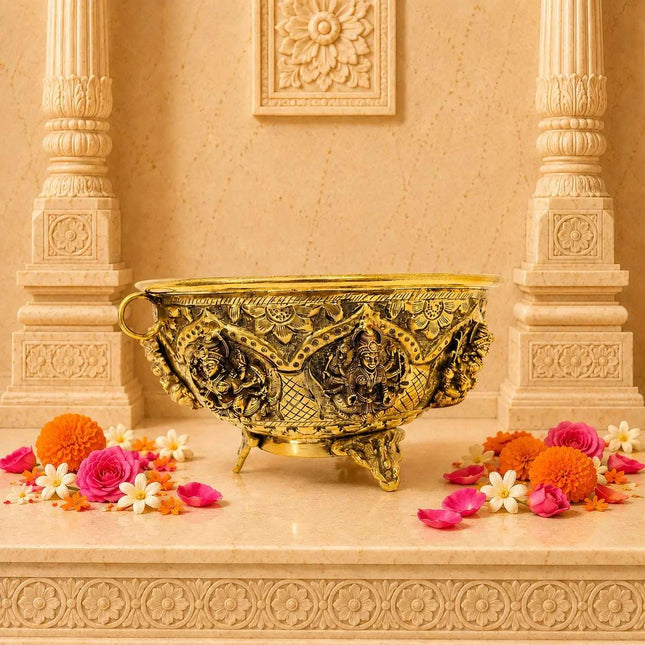 Brass Ashtalakshmi & Balaji Lakshmi Decorative Bowl