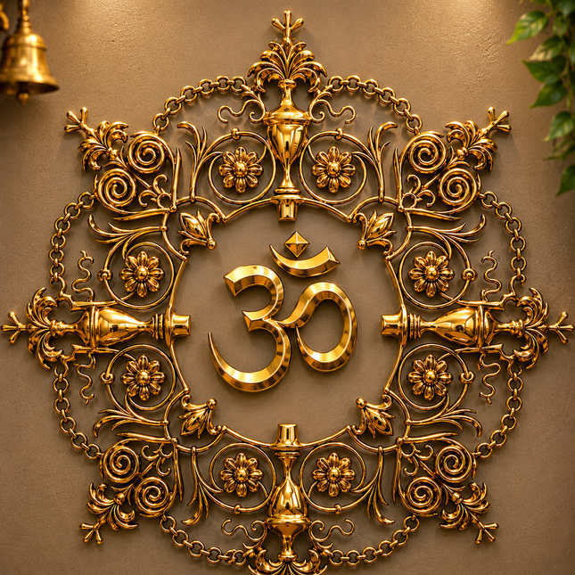 Brass Om Mandala / Kalakruti Wall Hanging (36 Inch)