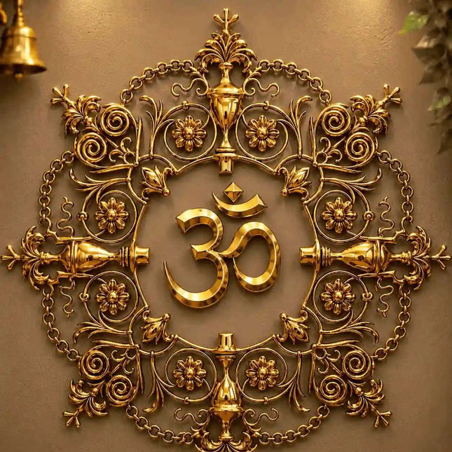 Brass Om Mandala / Kalakruti Wall Hanging (36 Inch)
