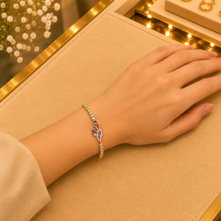 Leaf & Vine Tennis Bracelet for Women | CZ Stones, Gold-Tone Clasp