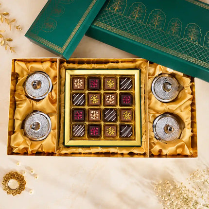 Brass Silver Plated Twin Bowl Set Gift Hamper